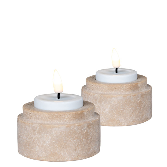 Tealight Holder - Tealight Holder, travertine, natural, set of 2