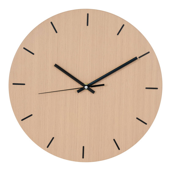 Asti Wall Clock - Wall clock natural wood structure Ã˜30 cm