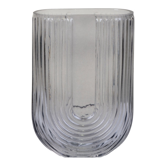 Vase - Vase U-shape in smoked glass 13x6x19 cm