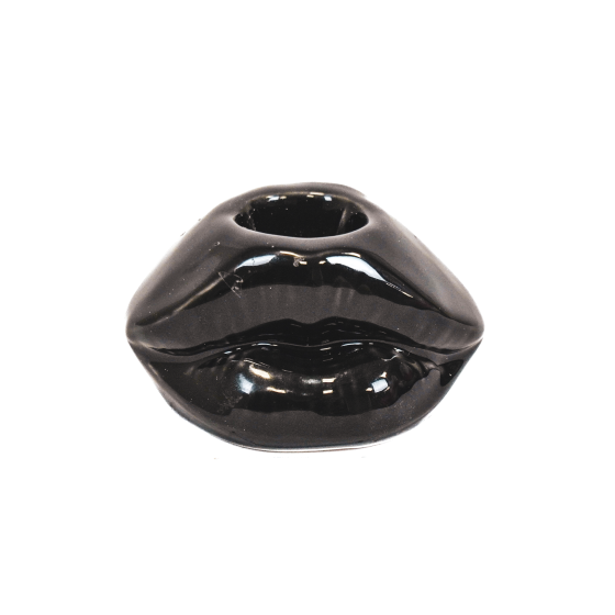 HV Lips Don't Lie Candleholder - Black -7x5,5x4cm