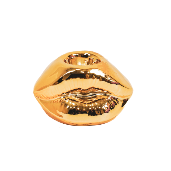 HV Lips Don't Lie Candleholder - Gold - 7x5,5x4cm