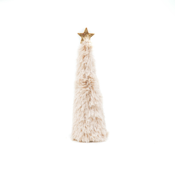 HV Fuzzy Xmas tree -4.5x4.5x17.5CM-Beige