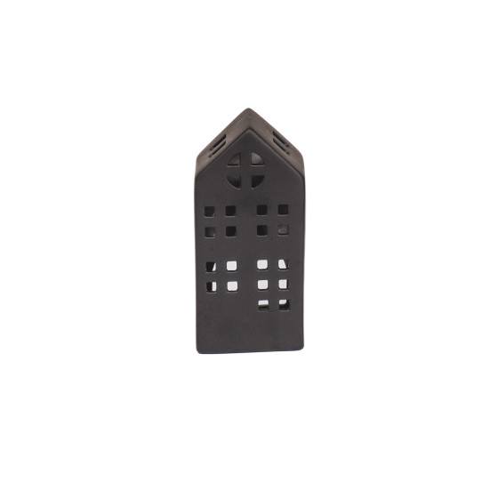 HV House Tealight Holder- Black - 7x6x15cm