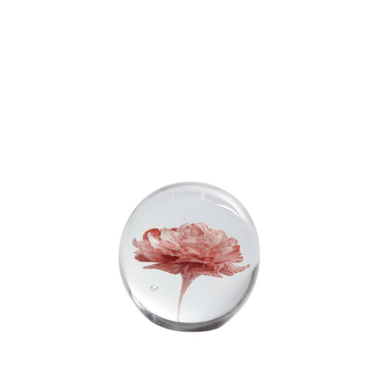 Ornament Ø8x8 cm FLOWER glas licht roze