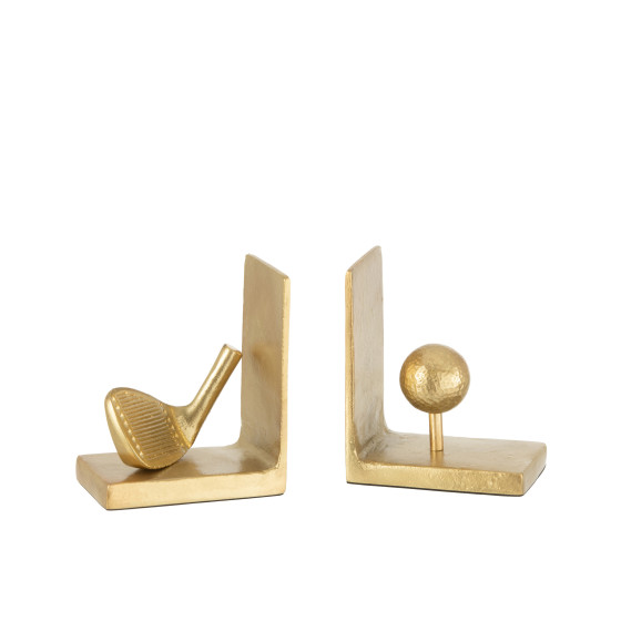 Set Of Twee Bookend Wave Aluminium Gold