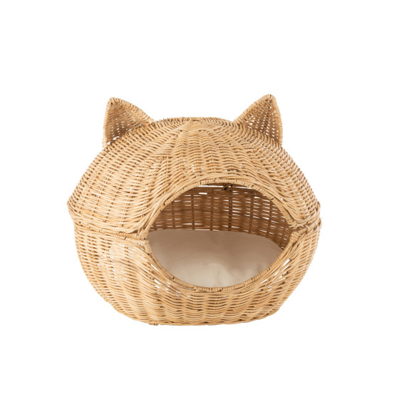 Cat Basket+Cushion Rattan Light Natural