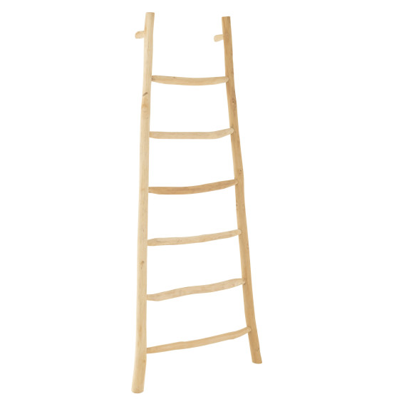 Ladder 6 Steps Teak Wood Natural