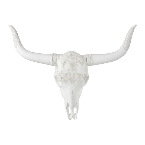 Skull Deer Hanging Polyresin White Large