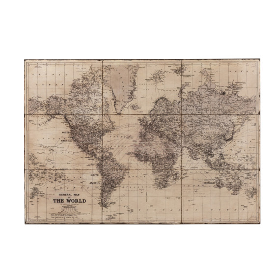 World Map Metal Antique Grey