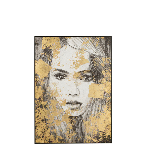 Wall Decoration Woman Canvas/Poly Black/Gold