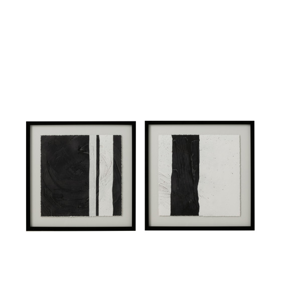 Frame Stripes Mdf/Glass Black/White Assortment Of 2