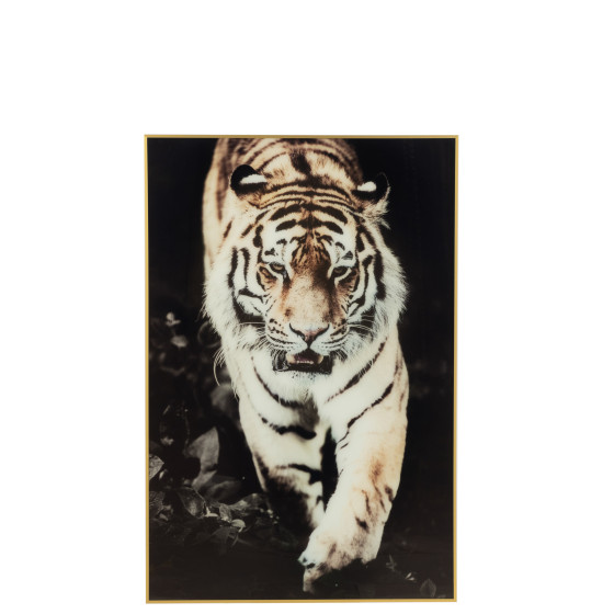 Wall Decoration Tiger Glass/Aluminium Black/Gold