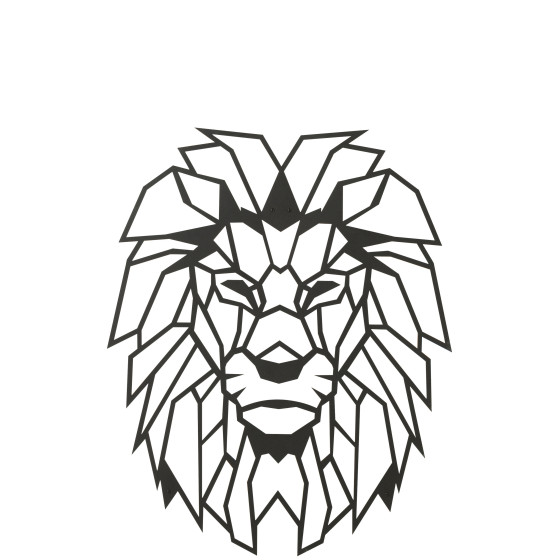 Wall Decoration Lion Metal Black