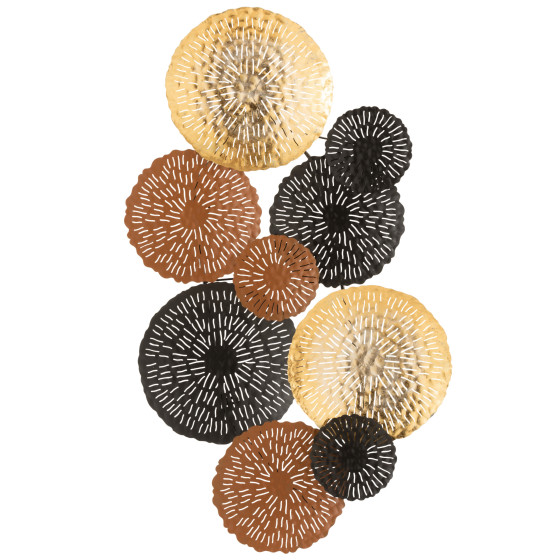 Wall Decoration Circle Metal Brown/Gold/Black