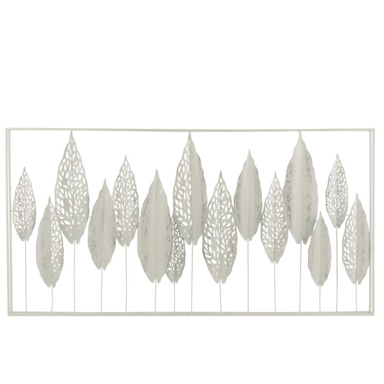 Wall Deco Leaves Metal White