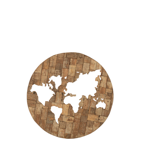 Wall Ornament Map Wood Brown