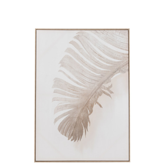 Wall Deco Leaf Canvas/Wood Beige