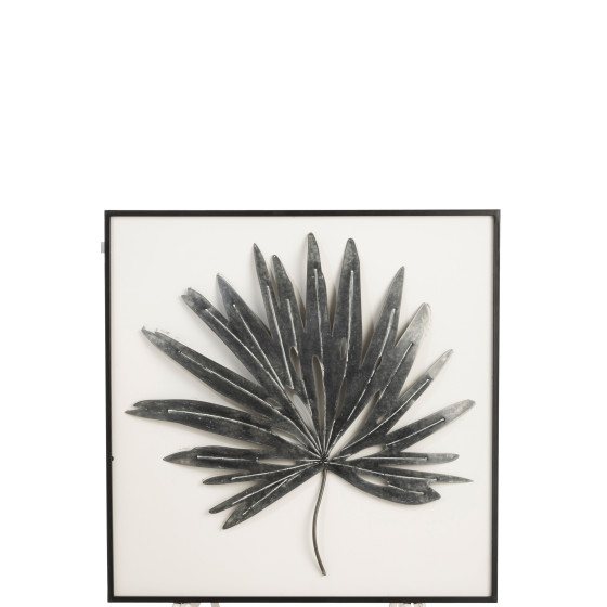 Wall Decoration Leaf Pointy Metal/Wood Black/White