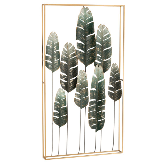 Wall Decoration Leaves Metal Gold/Green