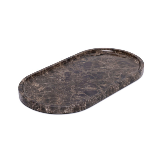 Marmer tray ovaal 30x15cm bruin