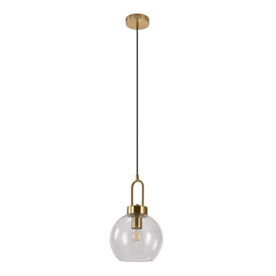 Luton Pendant - Pendant in ball shaped clear glass and brass socket, 150 cm fabric cord 150 cm fabric cord Bulb: E27/40W